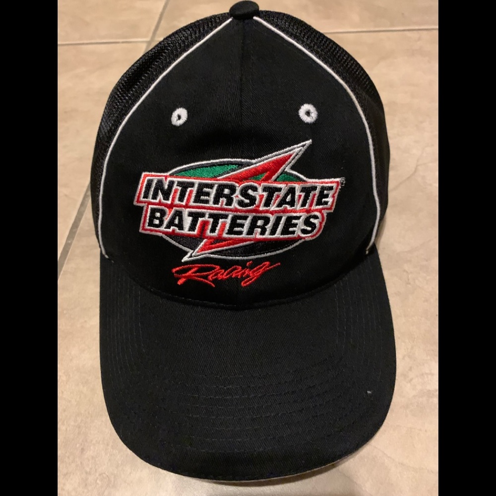 Bobby Labonte #18 Interstate Batteries NASCAR Black Hat Cap Adjustable Strap NEW